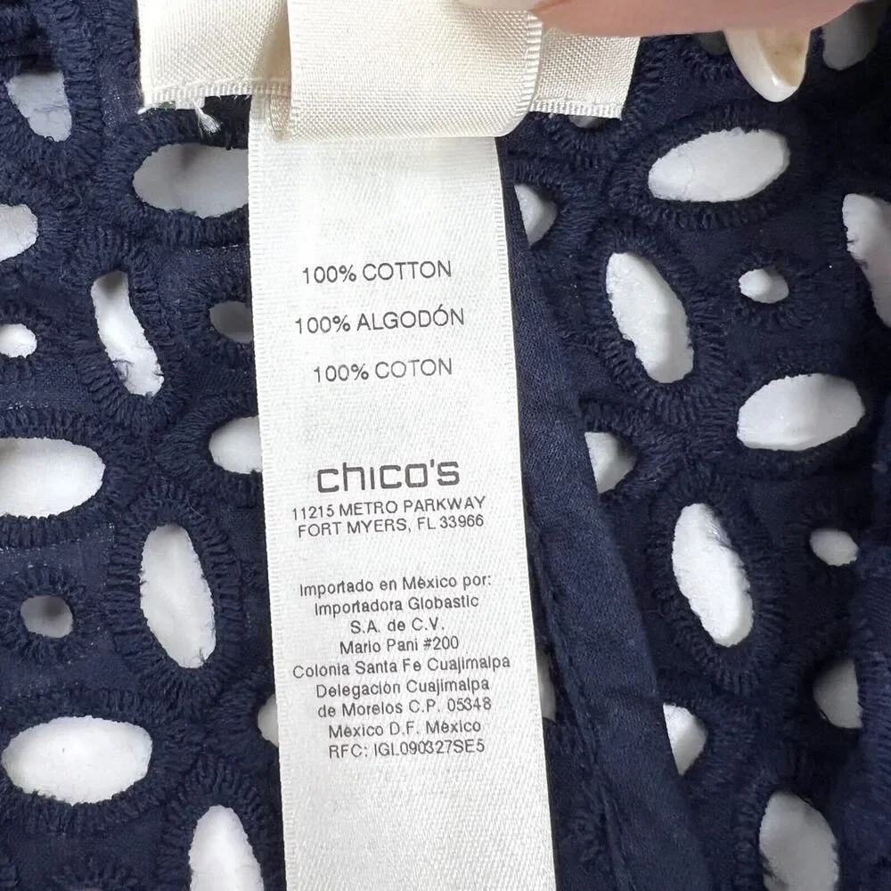 Chico's Navy Eyelet Swim Cover-Up Chico's Size 1 M (8)